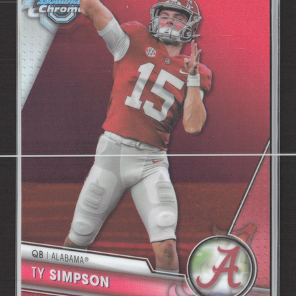 2023 Bowman Chrome University Ty Simpson #23 Red Refractor 3/5