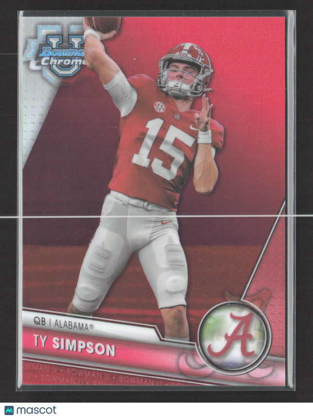2023 Bowman Chrome University Ty Simpson #23 Red Refractor 3/5
