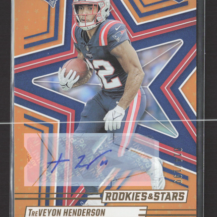 2025 Panini Rookies & Stars TreVeyon Henderson #188 Orange RC 014/199 Auto