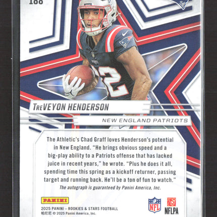 2025 Panini Rookies & Stars TreVeyon Henderson #188 Orange RC 014/199 Auto
