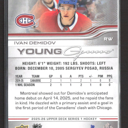 2025 Upper Deck Series 1 Young Guns Ivan Demidov #205