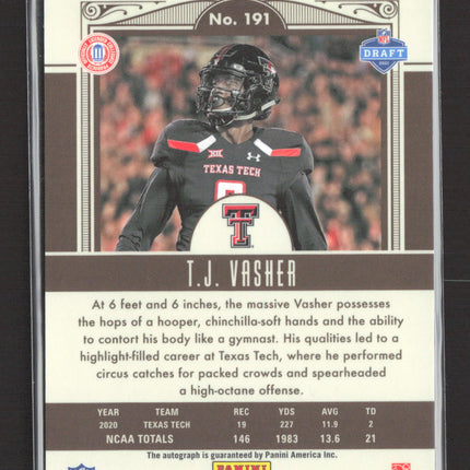 2021 Panini Legacy Football T.J. Vasher #191 RC Auto