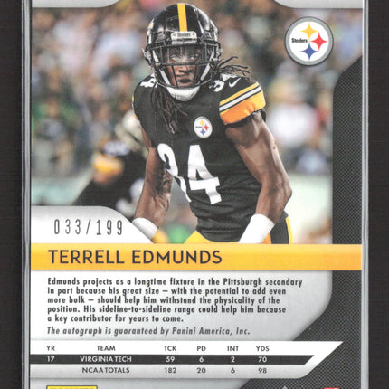 2018 Panini Prizm Terrell Edmunds #RA-TER Red Wave 033/199 Auto