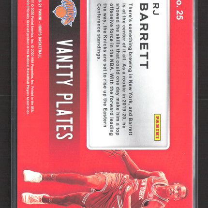 2020 Panini NBA Hoops Vanity Plates RJ Barrett #25 Blue