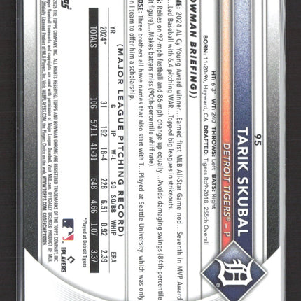 2025 Bowman Chrome Tarik Skubal #95 Gold Refractor /50