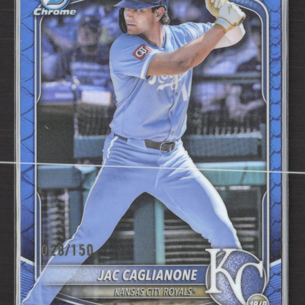 2025 Bowman Chrome Jac Caglianone #BCP-154 Blue Reptilian Refractor 028/150