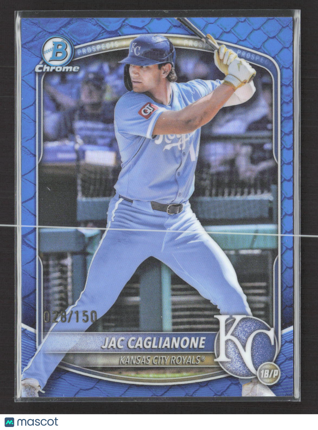 2025 Bowman Chrome Jac Caglianone #BCP-154 Blue Reptilian Refractor 028/150
