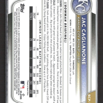 2025 Bowman Chrome Jac Caglianone #BCP-154 Blue Reptilian Refractor 028/150