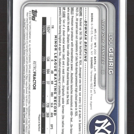 2024 Bowman Chrome Lou Gehrig #BCP-255 Retrofractor