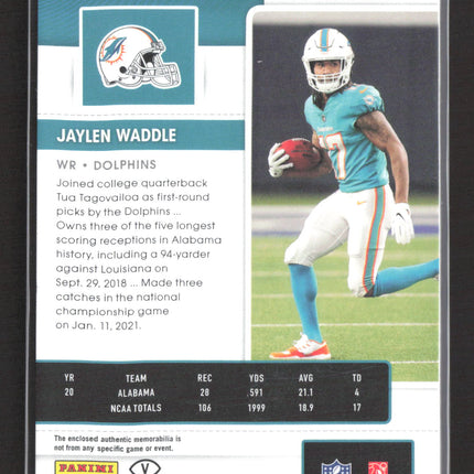2021 Panini Contenders Jaylen Waddle #RSV-JWA Rookie Ticket Jersey Variation RC
