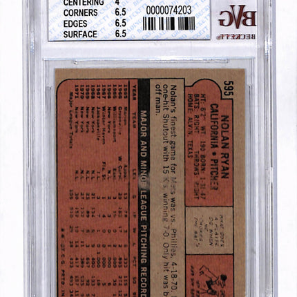 1972 Topps Nolan Ryan BVG 5 #595