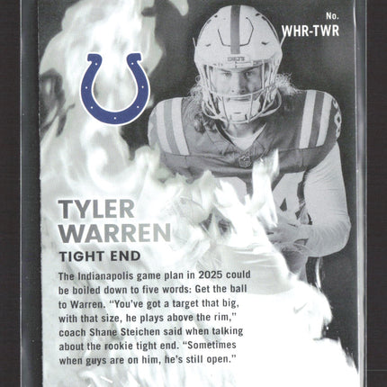 2025 Panini Donruss White Hot Rookies Tyler Warren #WHR-TWR RC