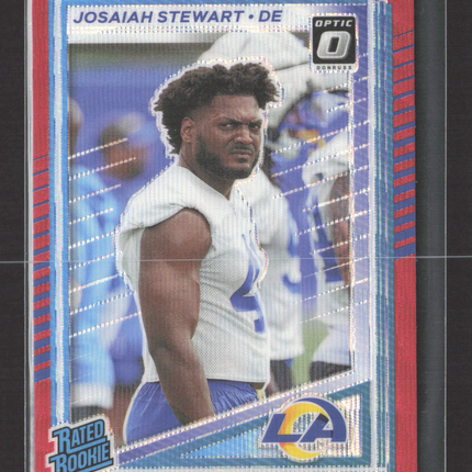 2025 Panini Donruss Optic Prizm Josaiah Stewart #376 Red