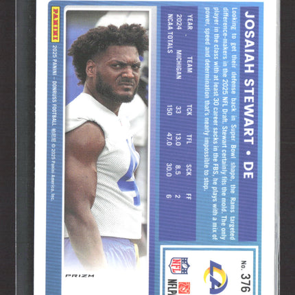 2025 Panini Donruss Optic Prizm Josaiah Stewart #376 Red