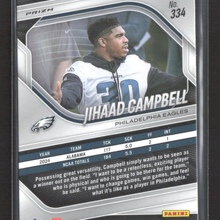 2025 Panini Prizm Football Jihaad Campbell #334 White disco RC