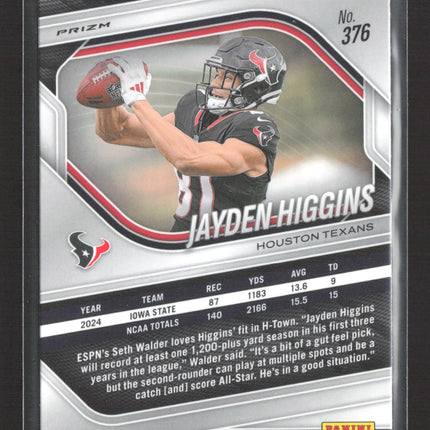 2025 Panini Prizm Jayden Higgins #376 White disco RC