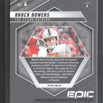 2025 Panini Mosaic Prizm Epic Performers Brock Bowers #4 Green