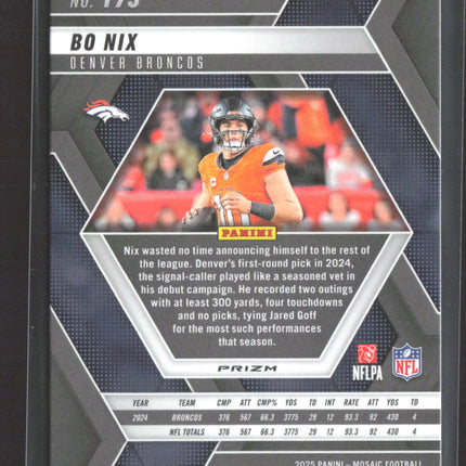2025 Panini Mosaic Prizm Bo Nix #173 Green