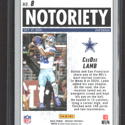 2025 Panini Mosaic Notoriety CeeDee Lamb #8