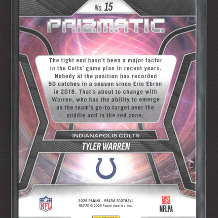 2025 Panini Prizm Prizmatic Tyler Warren #15 RC