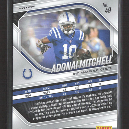 2025 Panini Prizm Football Adonai Mitchell #49 White disco