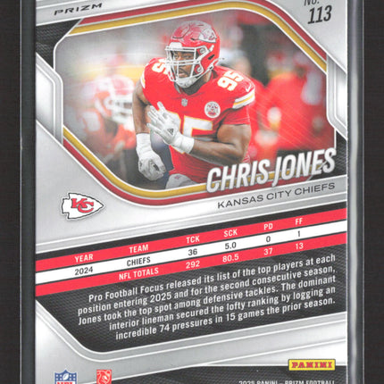 2025 Panini Prizm Chris Jones #113 White disco