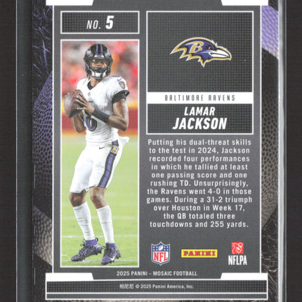 2025 Panini Mosaic Football Lamar Jackson #5 Touchdown Masters