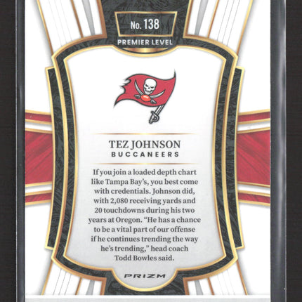 2026 Panini Select Prizm Tez Johnson #138 Premier Level RC silver