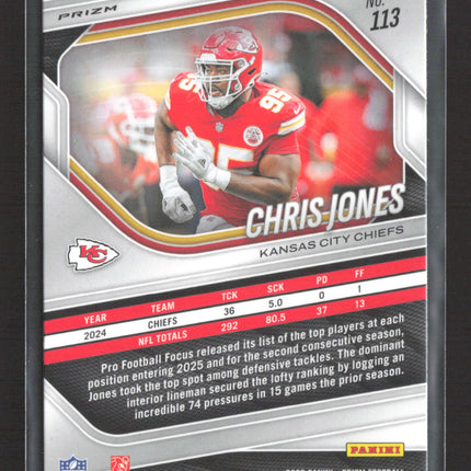 2025 Panini Prizm Football Chris Jones #113 White disco