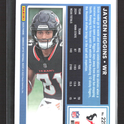 2025 Panini Donruss Optic Jayden Higgins #225