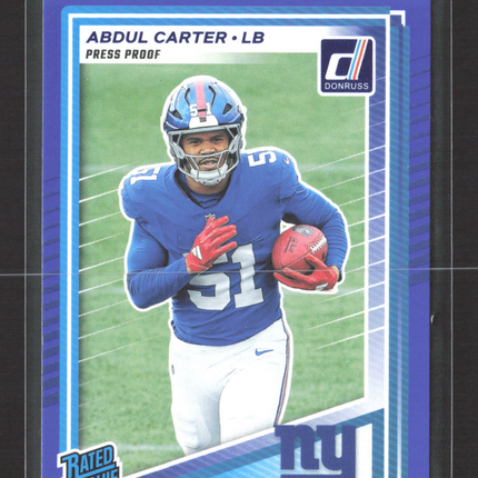 2025 Panini Donruss Football Abdul Carter #315 Press Proof Blue