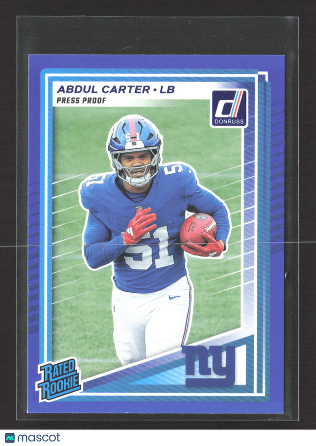 2025 Panini Donruss Football Abdul Carter #315 Press Proof Blue