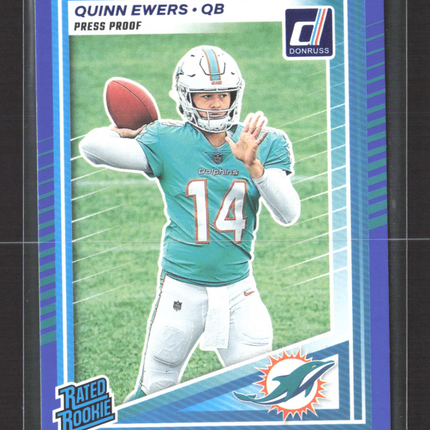 2025 Panini Donruss Quinn Ewers #342 Press Proof Blue