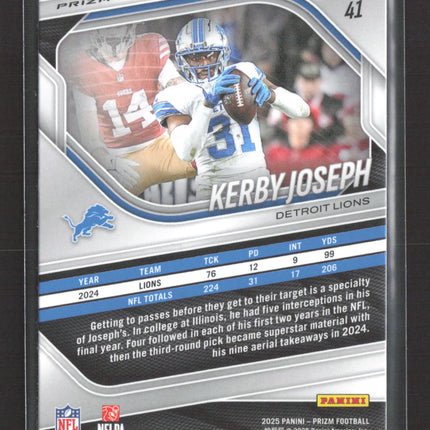 2025 Panini Prizm Football Kerby Joseph #41 Pink