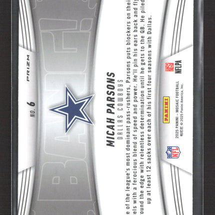 2025 Panini Mosaic Prizm Bang! Micah Parsons #6 orange