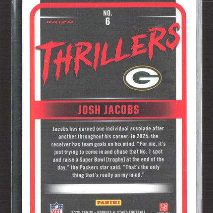 2025 Panini Rookies & Stars Prizm Josh Jacobs #6 Thrillers Red