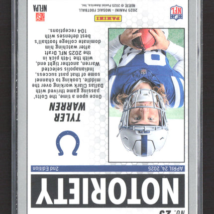2025 Panini Mosaic Mosaic Tyler Warren #25 RC