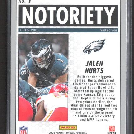 2025 Panini Mosaic Notoriety Jalen Hurts #1