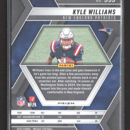 2025 Panini Mosaic Football Kyle Williams #353 Red RC
