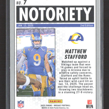 2025 Panini Mosaic Notoriety Matthew Stafford #7