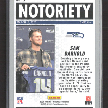 2025 Panini Mosaic Football Notoriety Sam Darnold #9 2nd Edition