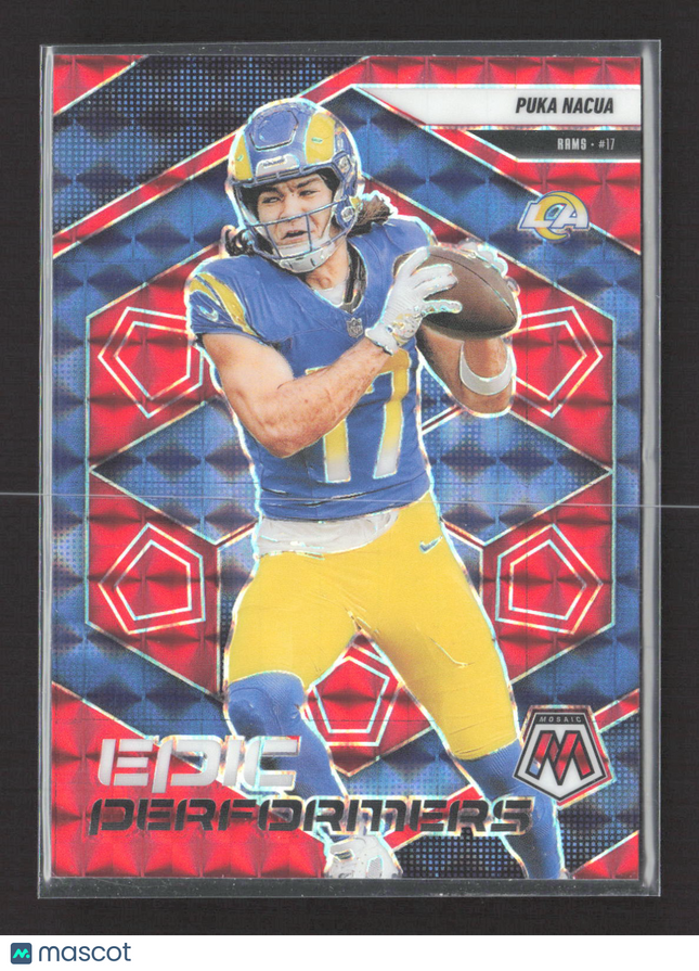 2025 Panini Mosaic Prizm Epic Performers Puka Nacua #7 red