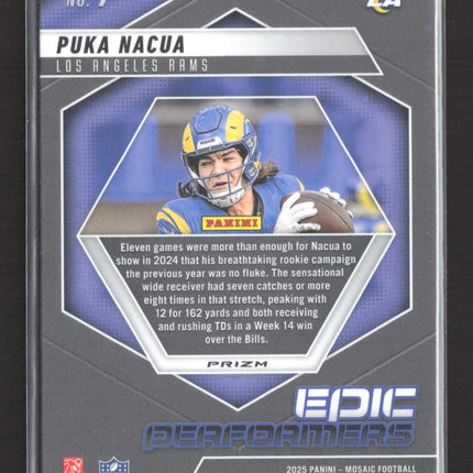 2025 Panini Mosaic Prizm Epic Performers Puka Nacua #7 red