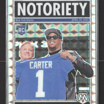 2025 Panini Mosaic Notoriety Abdul Carter #14 Silver Prizm RC