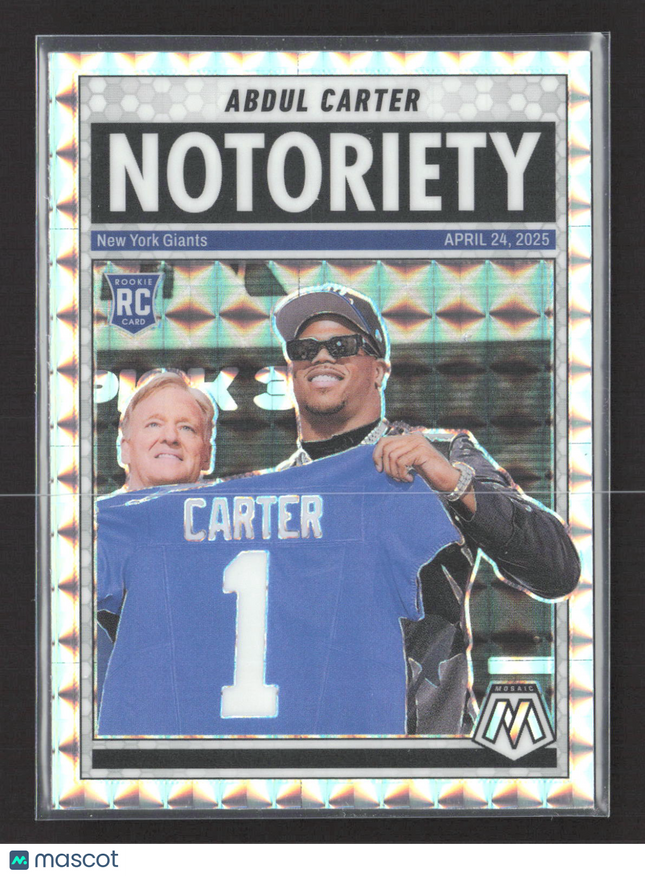 2025 Panini Mosaic Notoriety Abdul Carter #14 Silver Prizm RC