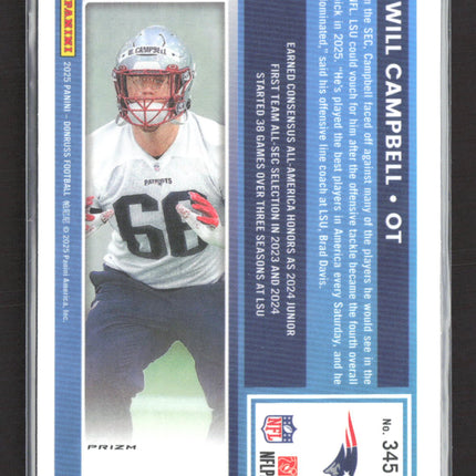 2025 Panini Donruss Optic Will Campbell #345 Pink