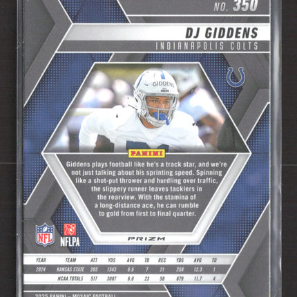 2025 Panini Mosaic Prizm DJ Giddens #350 Silver RC