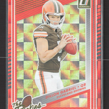 2025 Panini Donruss Football The Rookies Dillon Gabriel #33 Red Checkerboard