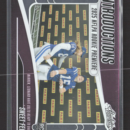 2025 Panini Absolute Football Introductions Riley Leonard Tyler Warren #I-TWN RC