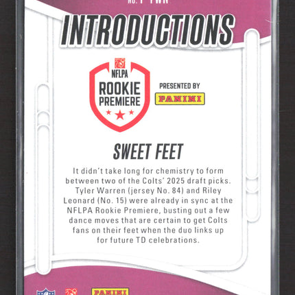 2025 Panini Absolute Football Introductions Riley Leonard Tyler Warren #I-TWN RC